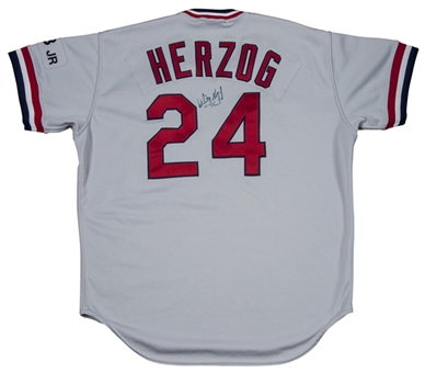 1990 Whitey Herzog Game Used and Signed St. Louis Cardinals Road Jersey (PSA/DNA)